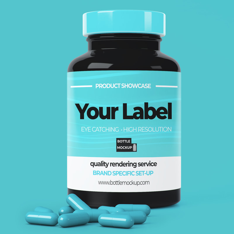 Download Pill Bottle Mockup with capsules PSD 020 - Tim Griffiths 3D